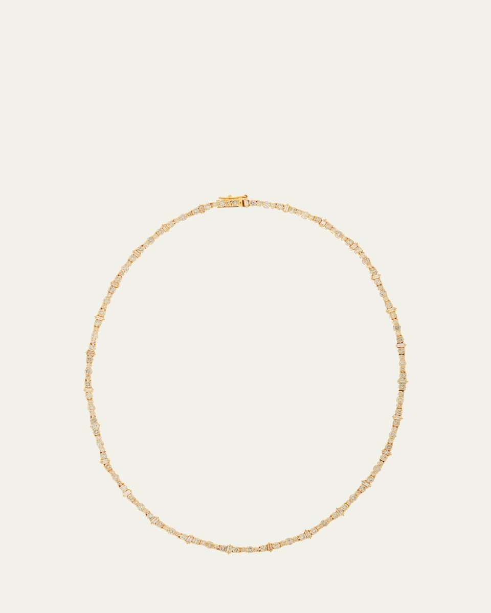 Champagne Diamond Rivulet Spread Necklace in 18K Yellow Gold